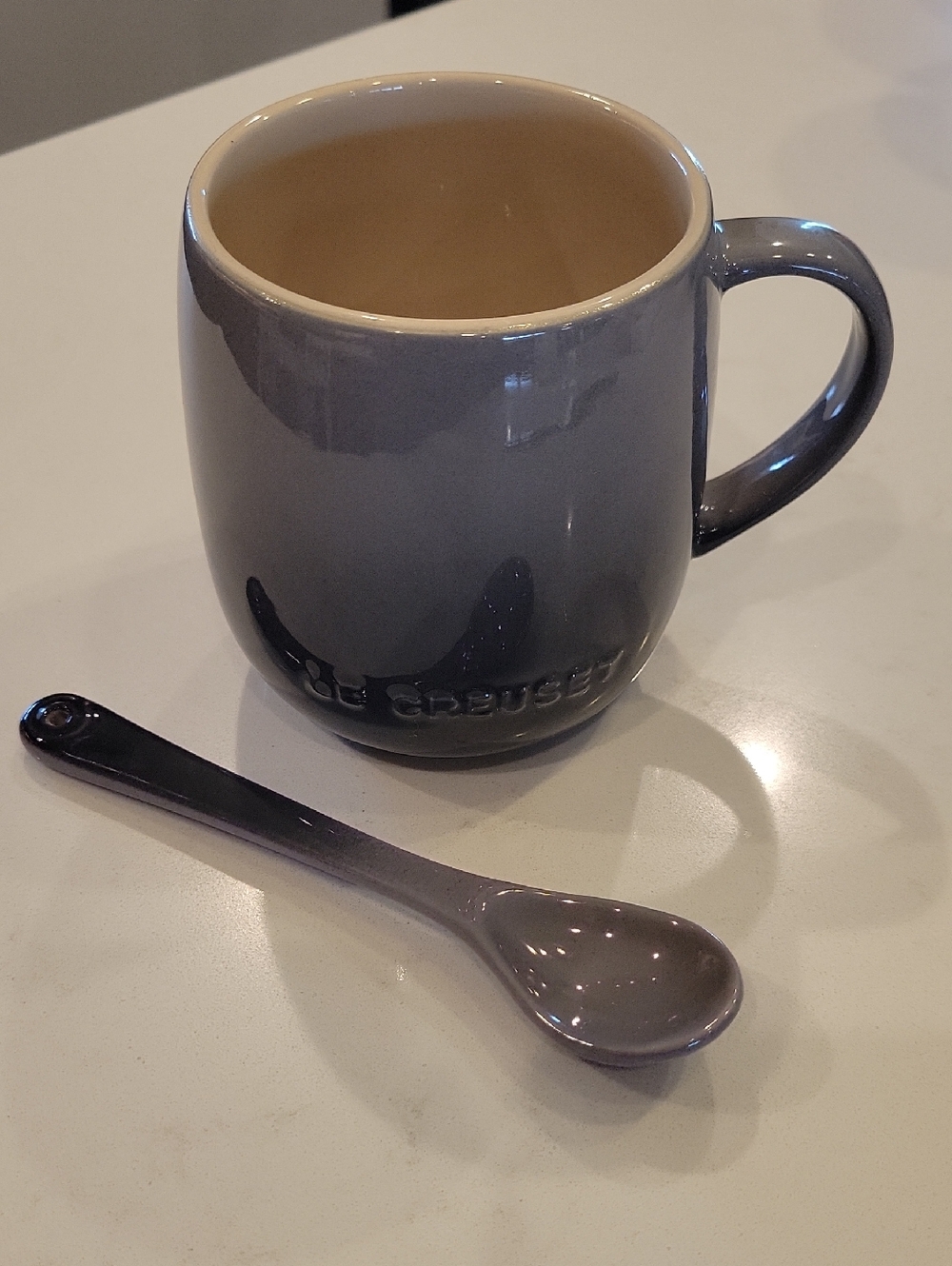 Le Creuset Oyster Grey Sphere Mug With Cafe Spoon